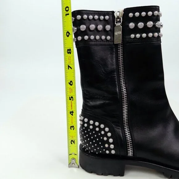 Alexander McQueen Studded Lug Sole Mid-Calf Leather Boots Made in Italy - Picture 10 of 11